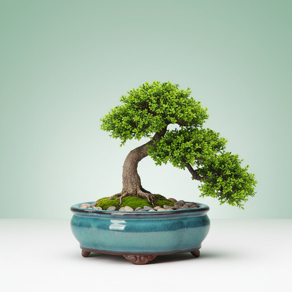 maceta bonsái borde ondulado azul turquesa esmaltada