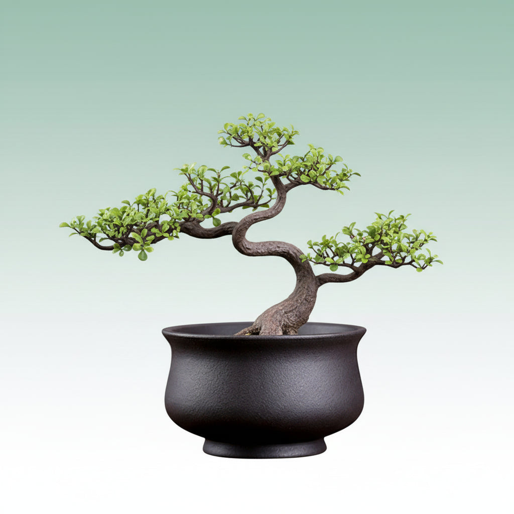 maceta bonsai redonda negra ceramica 12x7 cm